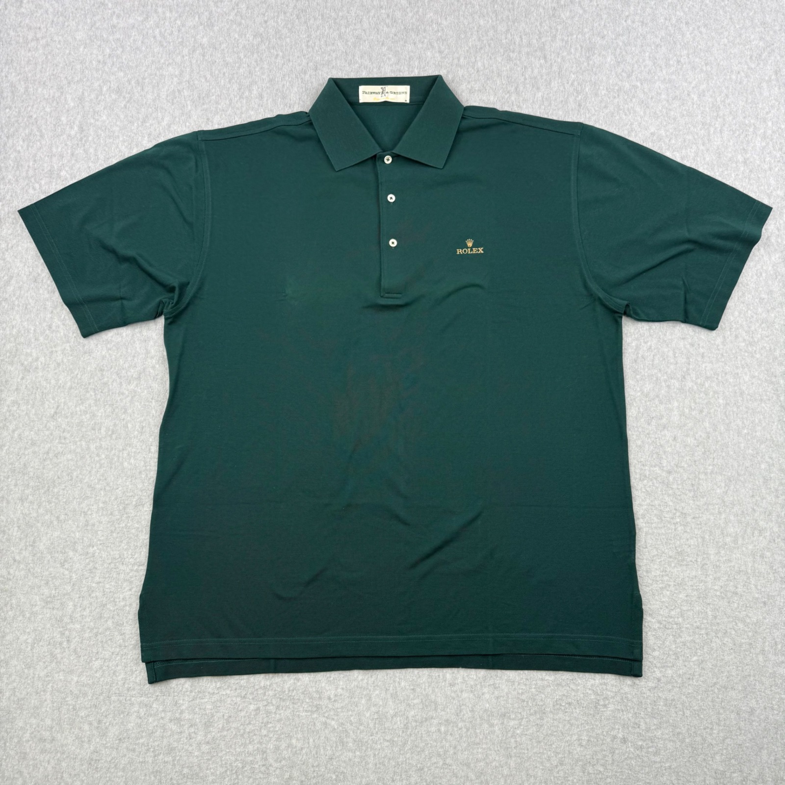 Fairway  Greene Shirt Mens Large Green Polo Rolex Embroidered Golf Short Sleeve